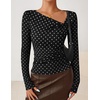 image:imageZESICA Womens Asymmetrical Long Sleeve Fall Shirt Going Out Top Work BlouseBlack Polka Dot