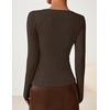 image:imageZESICA Womens Asymmetrical Long Sleeve Fall Shirt Going Out Top Work BlouseCoffee Brown