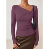 image:imageZESICA Womens Asymmetrical Long Sleeve Fall Shirt Going Out Top Work BlouseDark Purple