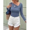 image:imageZESICA Womens Asymmetrical Long Sleeve Fall Shirt Going Out Top Work BlouseDusty Blue