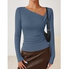 image:imageZESICA Womens Asymmetrical Long Sleeve Fall Shirt Going Out Top Work BlouseDusty Blue