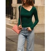 image:imageZESICA Womens Asymmetrical Long Sleeve Fall Shirt Going Out Top Work BlouseGreen