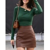 image:imageZESICA Womens Asymmetrical Long Sleeve Fall Shirt Going Out Top Work BlouseGreen