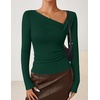 image:imageZESICA Womens Asymmetrical Long Sleeve Fall Shirt Going Out Top Work BlouseGreen