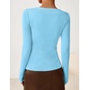 image:imageZESICA Womens Asymmetrical Long Sleeve Fall Shirt Going Out Top Work BlouseLight Blue