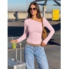 image:imageZESICA Womens Asymmetrical Long Sleeve Fall Shirt Going Out Top Work BlouseLight Pink