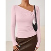 image:imageZESICA Womens Asymmetrical Long Sleeve Fall Shirt Going Out Top Work BlouseLight Pink