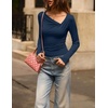 image:imageZESICA Womens Asymmetrical Long Sleeve Fall Shirt Going Out Top Work BlouseNavy