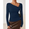 image:imageZESICA Womens Asymmetrical Long Sleeve Fall Shirt Going Out Top Work BlouseNavy