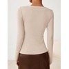 image:imageZESICA Womens Asymmetrical Long Sleeve Fall Shirt Going Out Top Work BlouseSand