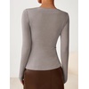 image:imageZESICA Womens Asymmetrical Long Sleeve Fall Shirt Going Out Top Work BlouseTaupe