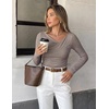 image:imageZESICA Womens Asymmetrical Long Sleeve Fall Shirt Going Out Top Work BlouseTaupe