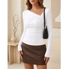 image:imageZESICA Womens Asymmetrical Long Sleeve Fall Shirt Going Out Top Work BlouseWhite