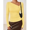 image:imageZESICA Womens Asymmetrical Long Sleeve Fall Shirt Going Out Top Work BlouseYellow
