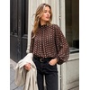 image:imageZESICA Womens Dressy Casual Blouses Fall Long Sleeve Chiffon TopsBrown