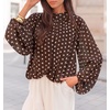 image:imageZESICA Womens Dressy Casual Blouses Fall Long Sleeve Chiffon TopsBrown
