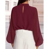 image:imageZESICA Womens Dressy Casual Blouses Fall Long Sleeve Chiffon TopsBurgundy