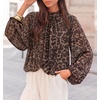 image:imageZESICA Womens Dressy Casual Blouses Fall Long Sleeve Chiffon TopsLeopard