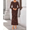 image:imageZESICA Womens Fall Bell Long Sleeve Wedding Guest DressesCoffee
