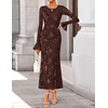 image:imageZESICA Womens Fall Bell Long Sleeve Wedding Guest DressesCoffee