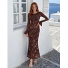 image:imageZESICA Womens Fall Bell Long Sleeve Wedding Guest DressesCoffee