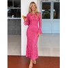 image:imageZESICA Womens Fall Bell Long Sleeve Wedding Guest DressesRose