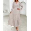 image:imageZESICA Womens Fall Boho Floral Long Sleeve Wedding Guest Maxi DressesBeige