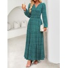 image:imageZESICA Womens Fall Boho Floral Long Sleeve Wedding Guest Maxi DressesGreen