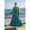 image:imageZESICA Womens Fall Boho Floral Long Sleeve Wedding Guest Maxi DressesGreen