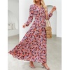 image:imageZESICA Womens Fall Boho Floral Long Sleeve Wedding Guest Maxi DressesOrange