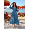 image:imageZESICA Womens Fall Boho Floral Long Sleeve Wedding Guest Maxi DressesPeacockblue