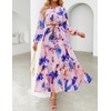 image:imageZESICA Womens Fall Boho Floral Long Sleeve Wedding Guest Maxi DressesPurple