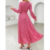 image:imageZESICA Womens Fall Boho Floral Long Sleeve Wedding Guest Maxi DressesRed