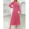 image:imageZESICA Womens Fall Boho Floral Long Sleeve Wedding Guest Maxi DressesRed