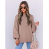 image:imageZESICA Womens Fall Fashion Turtleneck Long Sleeve Knit Oversized SweatersAlmond