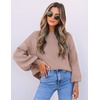 image:imageZESICA Womens Fall Fashion Turtleneck Long Sleeve Knit Oversized SweatersAlmond
