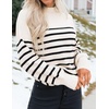 image:imageZESICA Womens Fall Fashion Turtleneck Long Sleeve Knit Oversized SweatersApricotstripe