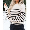 image:imageZESICA Womens Fall Fashion Turtleneck Long Sleeve Knit Oversized SweatersApricotstripe