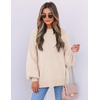 image:imageZESICA Womens Fall Fashion Turtleneck Long Sleeve Knit Oversized SweatersBeige