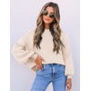 image:imageZESICA Womens Fall Fashion Turtleneck Long Sleeve Knit Oversized SweatersBeige