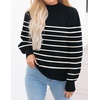 image:imageZESICA Womens Fall Fashion Turtleneck Long Sleeve Knit Oversized SweatersBlackstripe