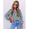 image:imageZESICA Womens Fall Fashion Turtleneck Long Sleeve Knit Oversized SweatersGreenplaid