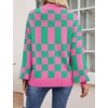 image:imageZESICA Womens Fall Fashion Turtleneck Long Sleeve Knit Oversized SweatersGreenplaid