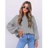 image:imageZESICA Womens Fall Fashion Turtleneck Long Sleeve Knit Oversized SweatersGrey