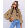 image:imageZESICA Womens Fall Fashion Turtleneck Long Sleeve Knit Oversized SweatersLightkhaki