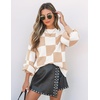 image:imageZESICA Womens Fall Fashion Turtleneck Long Sleeve Knit Oversized SweatersLightkhakiplaid