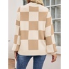 image:imageZESICA Womens Fall Fashion Turtleneck Long Sleeve Knit Oversized SweatersLightkhakiplaid