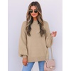 image:imageZESICA Womens Fall Fashion Turtleneck Long Sleeve Knit Oversized SweatersOatmeal
