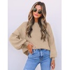 image:imageZESICA Womens Fall Fashion Turtleneck Long Sleeve Knit Oversized SweatersOatmeal