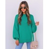 image:imageZESICA Womens Fall Fashion Turtleneck Long Sleeve Knit Oversized SweatersPeacock